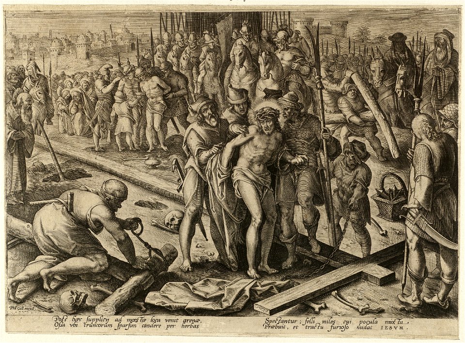 Prent uit de ongenummerde, eenenveertig delige prentenserie getiteld 'Passie, dood en wederopstanding van Christus' Passio, mors et resvrrection dn. Nostri Iesv Christ. NL-HlmNHA 1477 53008136