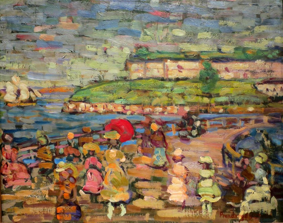 Figures on a Bridge by Maurice Prendergast, Honolulu Museum of Art