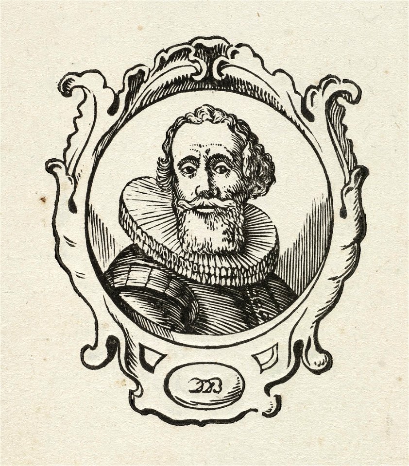 Portret van Willem Bartjens omgeven door een rolwerkcartouche. NL-HlmNHA 1477 53010281