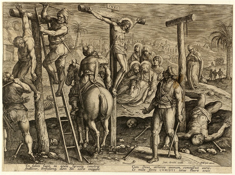 Prent uit de ongenummerde, eenenveertig delige prentenserie getiteld 'Passie, dood en wederopstanding van Christus' Passio, mors et resvrrection dn. Nostri Iesv Christ. NL-HlmNHA 1477 53008140