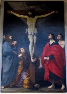 Pontremoli, s. francesco, int., cappella del battistero, crocifisso di guido reni, 1629 02. Free illustration for personal and commercial use.