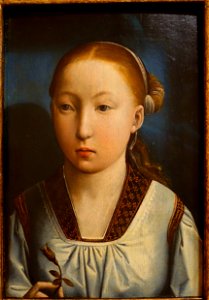 Portrait of a Girl, perhaps Catherine of Aragon, by Juan de Flandes, c. 1496 AD, oil on wood - Museo Nacional Centro de Arte Reina Sofía - Madrid, Spain - DSC08571