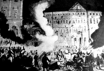 Russians demolishing Zamoyski Palace in Warsaw 1863