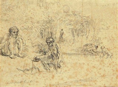 Rembrandt - Os banhistas, 1651