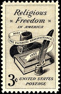 Religious Freedom 3c 1957 issue. Free illustration for personal and commercial use.