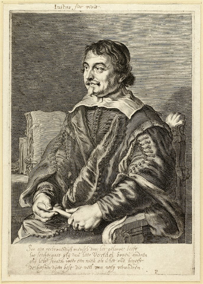 Portret van de dichter en toneelschrijver Joost van den Vondel. NL-HlmNHA 1477 53009890