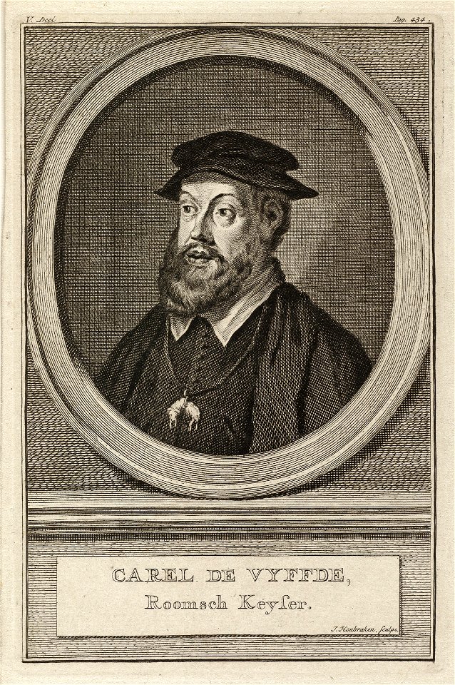 Portret van Karel V van Habsburg, Carel de Vyffde, Roomsch Keyser. NL-HlmNHA 1477 53010375