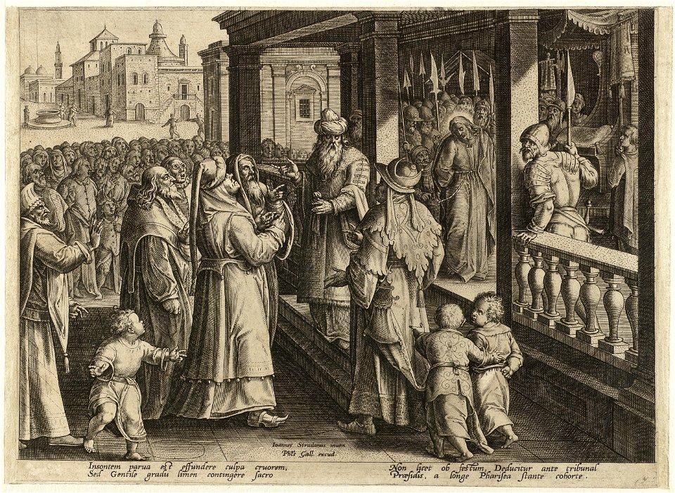 Prent uit de ongenummerde, eenenveertig delige prentenserie getiteld 'Passie, dood en wederopstanding van Christus' Passio, mors et resvrrection dn. Nostri Iesv Christ. NL-HlmNHA 1477 53008118