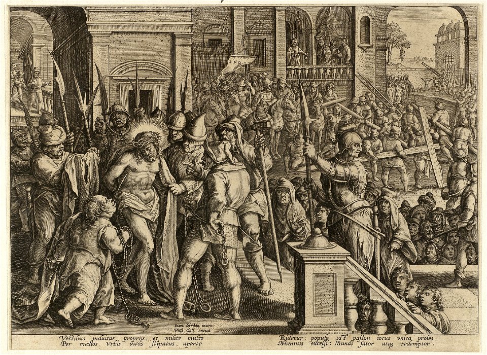 Prent uit de ongenummerde, eenenveertig delige prentenserie getiteld 'Passie, dood en wederopstanding van Christus' Passio, mors et resvrrection dn. Nostri Iesv Christ. NL-HlmNHA 1477 53008128