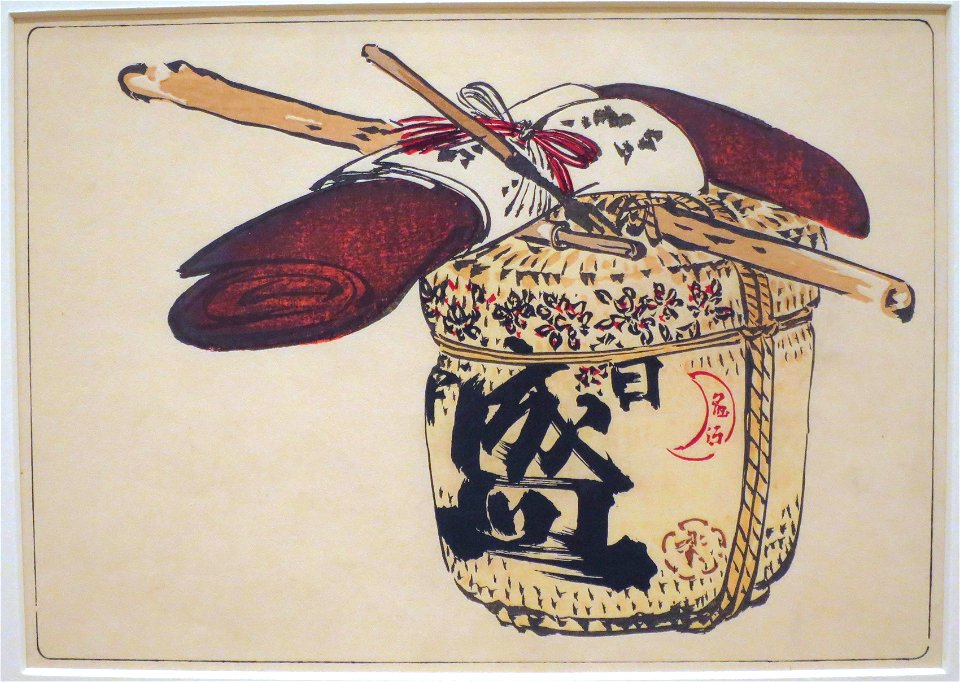 Sake Barrel by Shibata Zeshin from Comparing Flowers, Volume 6