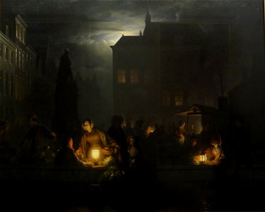 Schendel, Petrus van — Nächtlicher Markt in Antwerpen — 1843