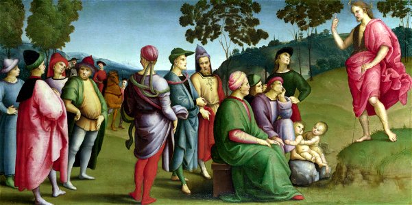 Raphael - Saint John the Baptist Preaching. Free illustration for personal and commercial use.