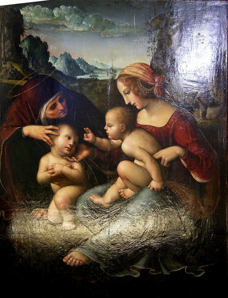 Scuola di perugino, madonna col bambino, santa elisabetta e san giovannino
