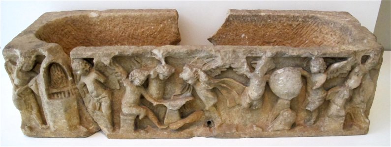 Sarcofago da bambino, con amorini che forgiano le armi di achille, atelier di roma, 170-180 ca. 01