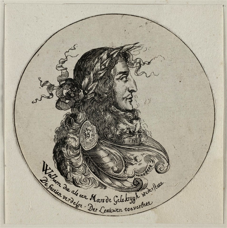Rond portret van prins Willem III. NL-HlmNHA 53009042