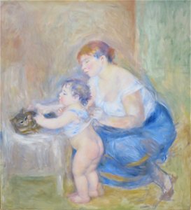 Mother and Child by Pierre-Auguste Renoir, California Palace of the Legion of Honor. Free illustration for personal and commercial use.