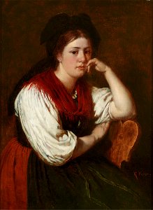 Rudolf Epp Portrait eines jungen Mädchens in Tracht