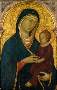 Segna di Bonaventura - Madonna and Child, c. 1325-1330. Free illustration for personal and commercial use.