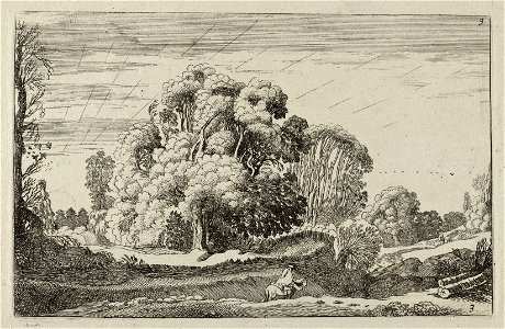 Ruiter in een landschap bij zonsopgang. NL-HlmNHA 53012437