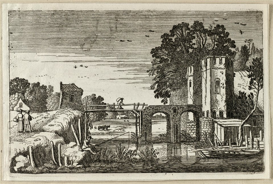 Ruïne van een kasteel met brug. NL-HlmNHA 53012396