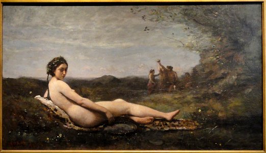 Repose by Jean-Baptiste-Camille Corot, 1860, reworked c. 1865-1870 - Corcoran Gallery of Art - DSC01293. Free illustration for personal and commercial use.