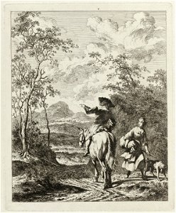 Ruiter die de weg vraagt aan een meisje met hond. NL-HlmNHA 1477 53011106