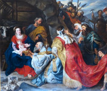 'Adoration of the Magi', workshop of Peter Paul Rubens, The Hermitage. Free illustration for personal and commercial use.
