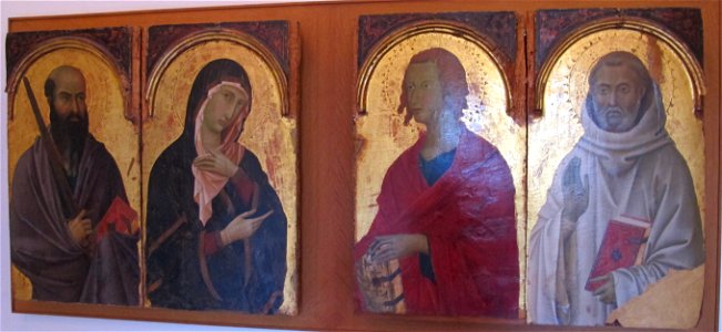 Segna di bonaventura, la madonna e tre santi, 1315 ca