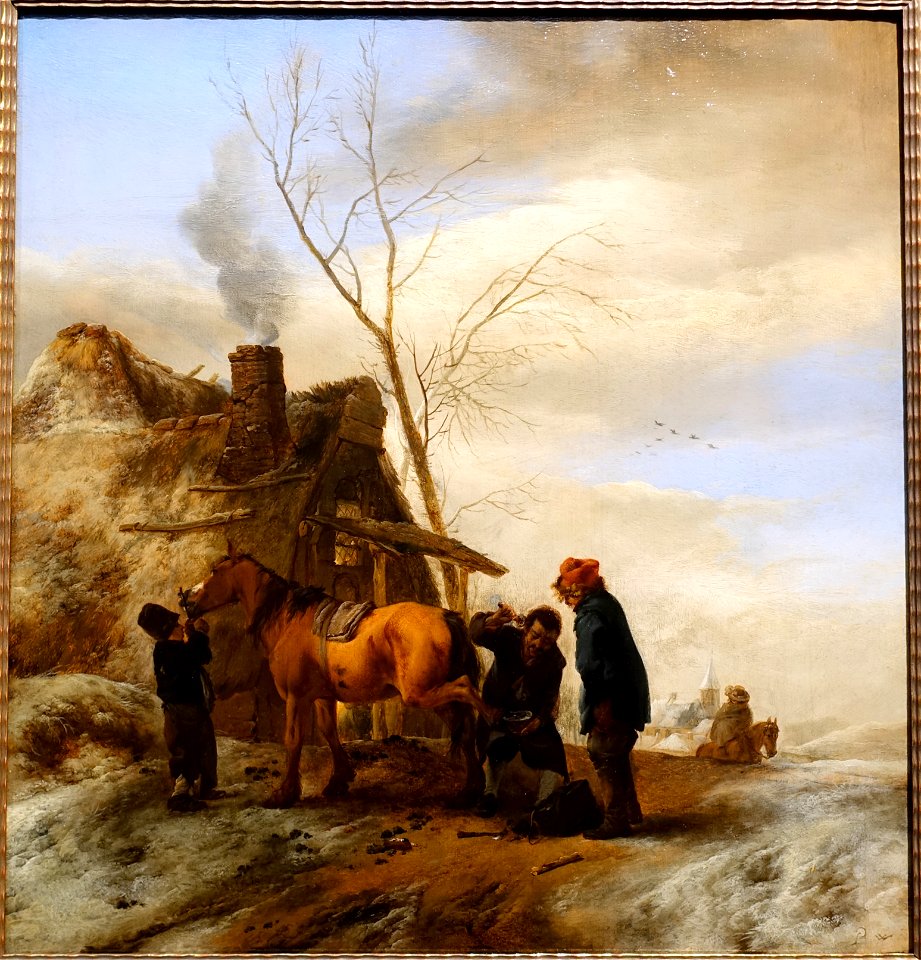 The blacksmith, Philips Wouwerman, 1600s, oil on wood - Villa Vauban - Luxembourg City - DSC06542