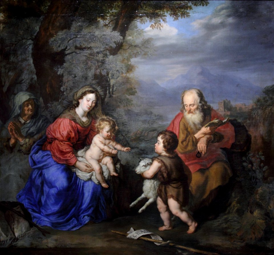 Sainte famille dans un paysage