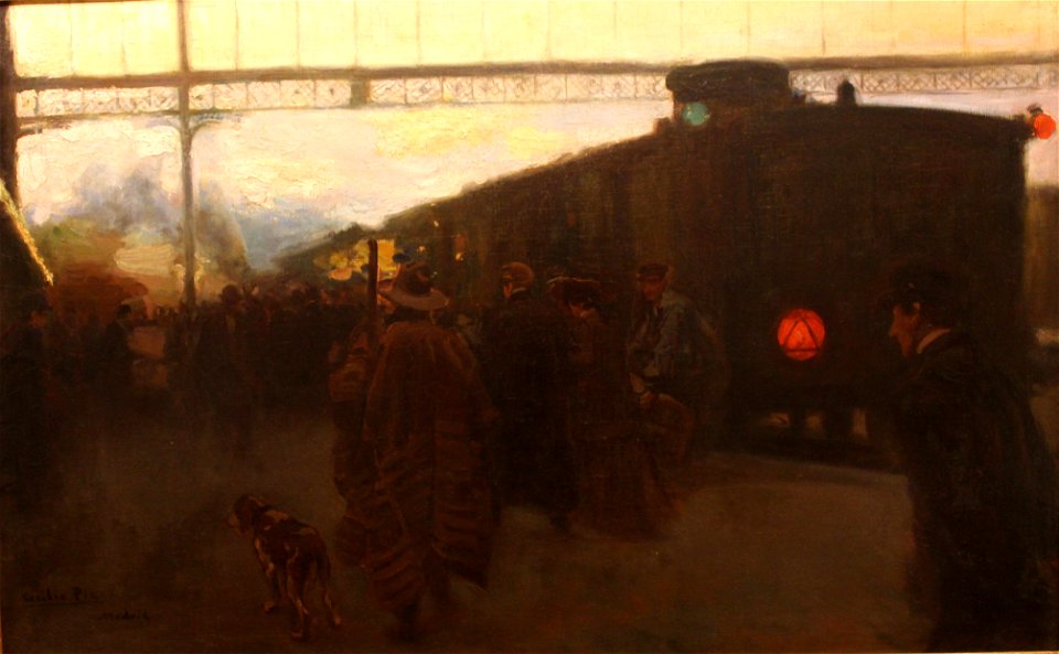 Salida de los cazadores de la Estación del Norte. Museo de Historia de Madrid (cropped)