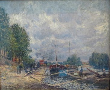 'Barges at Billancourt' by Alfred Sisley, 1877, Hermitage