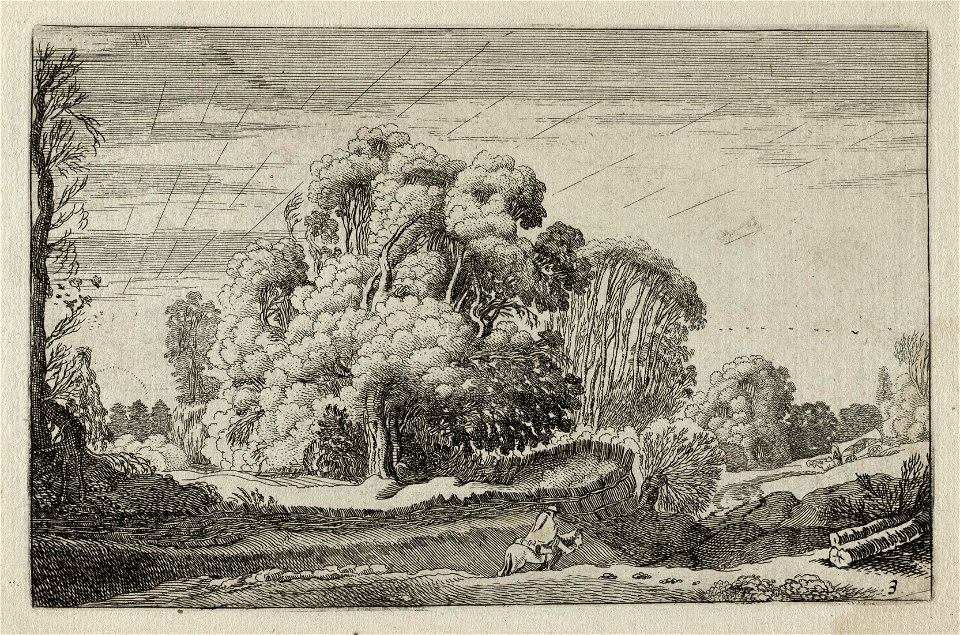 Ruiter in een landschap bij zonsopgang. NL-HlmNHA 53012438