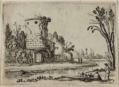 Ronde toren met een poort. NL-HlmNHA 53012204