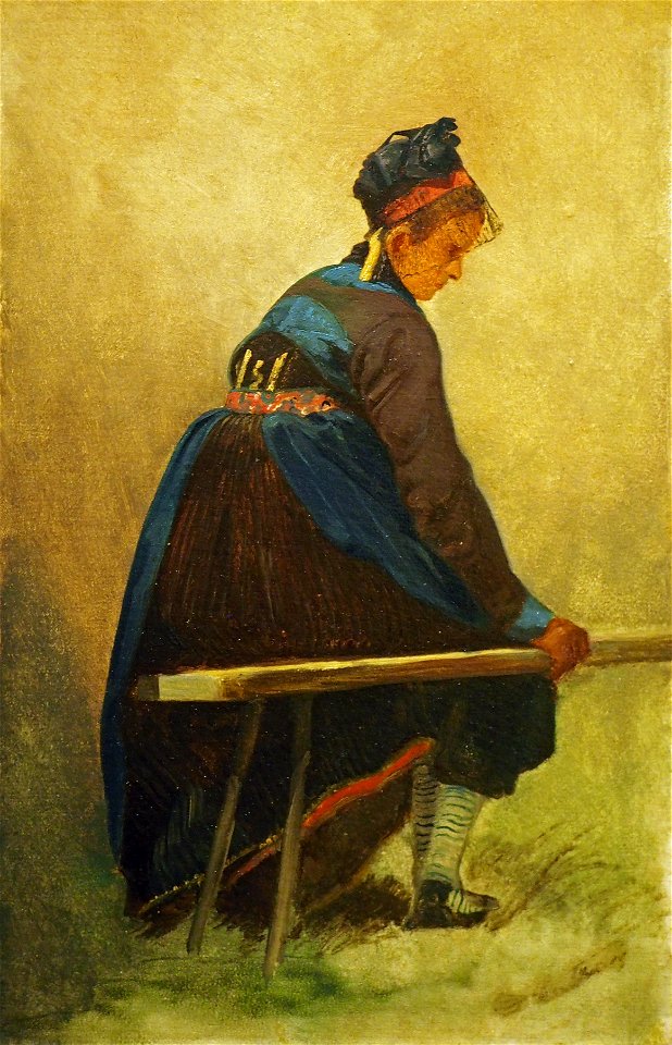 Spitzweg Carl@Dachauerin a Bank sitzend