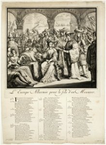 Spotprent op het mislukte plan met Jacobus Frans Eduard, prins van Wales, het ondergeschoven kind, 1689. Links op een bed ligt het ondergeschoven kind, het kind van de molenaar. Linksvoor zi, NL-HlmNHA 53009128