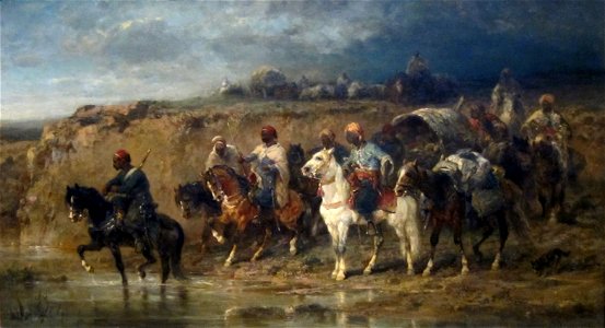 'Arab Caravan' by Adolf Schreyer, Dayton Art Institute. Free illustration for personal and commercial use.