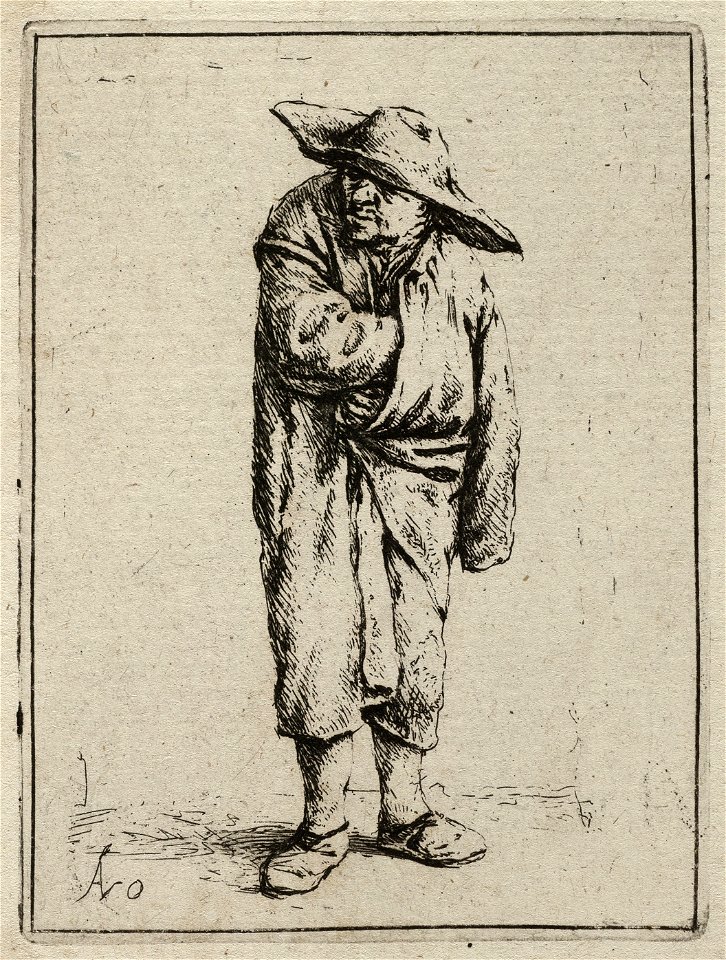 Staande boer met hand en arm in zijn mantel. NL-HlmNHA 1477 53010944