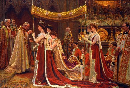 The Anointing of Queen Alexandra at the Coronation of Edward VII. Free illustration for personal and commercial use.