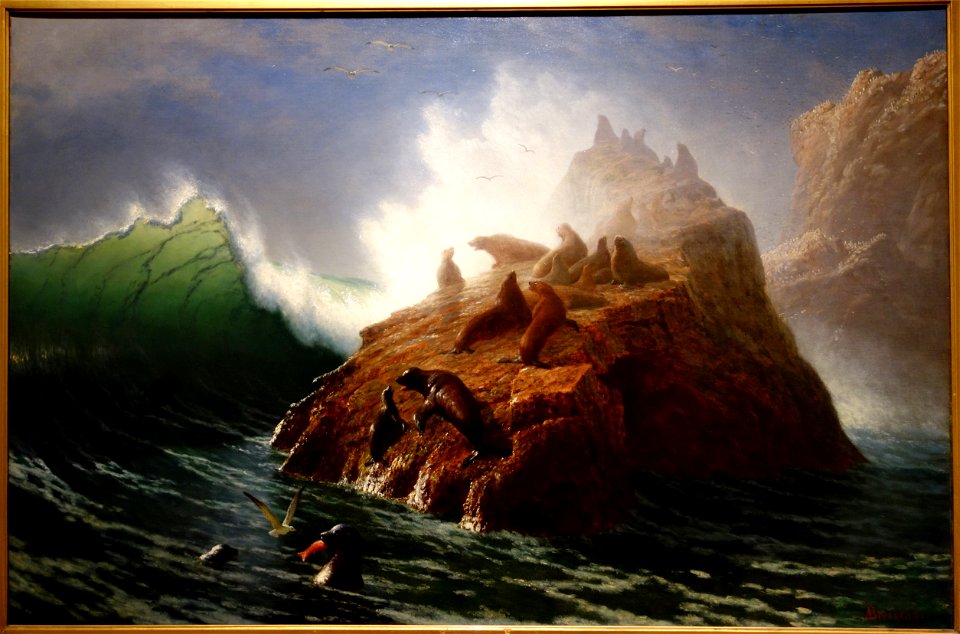 Seal Rock by Albert Bierstadt, c. 1872-1887, oil on canvas - New Britain Museum of American Art - DSC09221