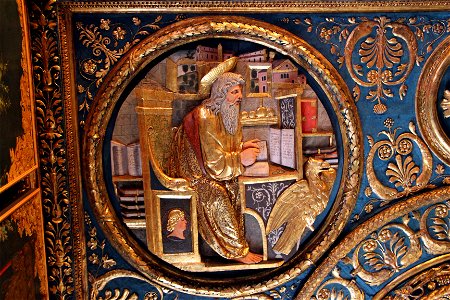 Scuola grande di s.m. della carità, intagliatori veneziani, evangelisti, 1490 ca. 01 giovanni