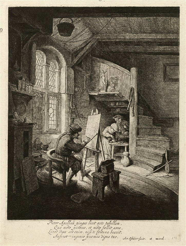 Schilder aan het werk in zijn atelier. NL-HlmNHA 1477 53010950