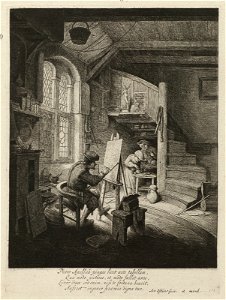 Schilder aan het werk in zijn atelier. NL-HlmNHA 1477 53010950
