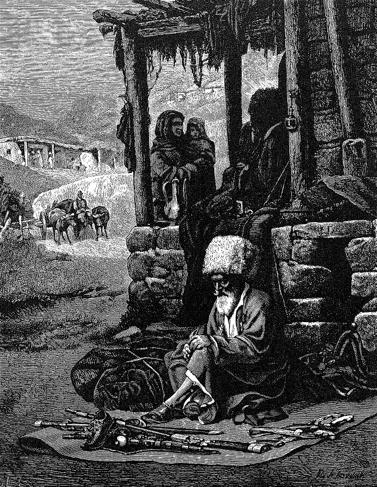Selling Caucasian weapons (Roskoschny, 1884)