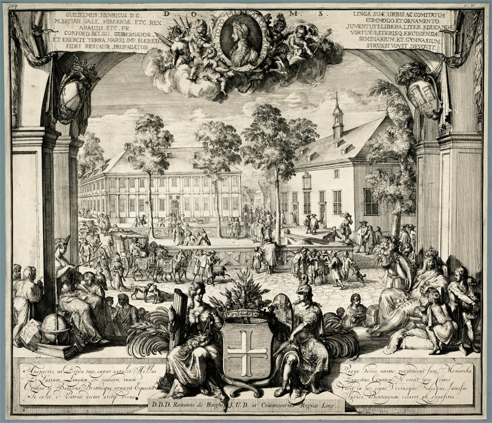 Seminarie en gymnasium te Lingen in Hannover opgericht door Willem III, ca. 1697. NL-HlmNHA 53008723