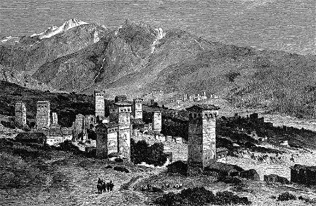 Svanetian village (Hildibrand, 1884)