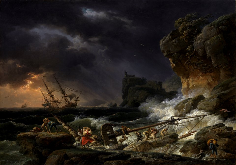 Tempête de mer avec épaves de navires