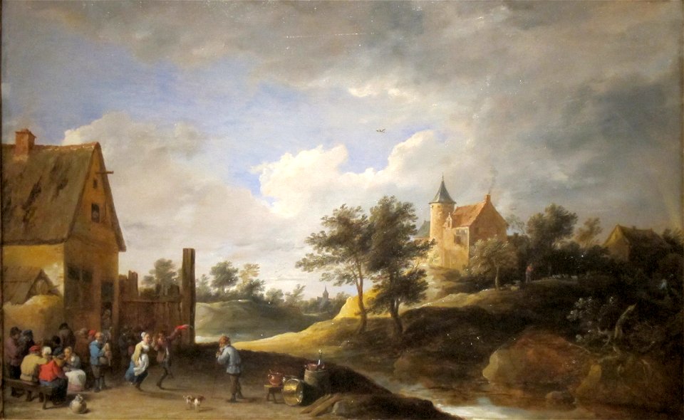 'Landscape with Peasants Dancing', oil on canvas painting by David Teniers (II),