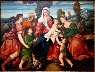 The Holy Family with Tobias and the Angel, Sts. Dorothy, and Infant John the Baptist, attributed to Bonifacio de' Pitati, called Bonifacio Veronese, mid 1500s - National Museum of Western Art, Tokyo - DSC08062