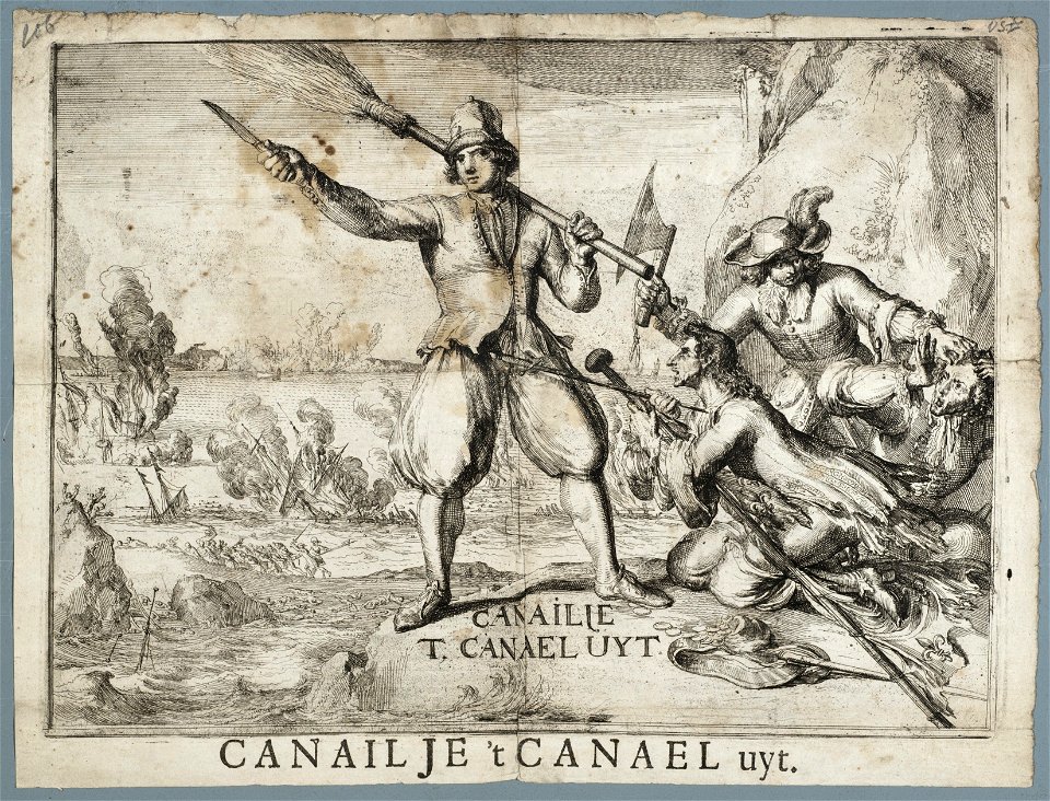 Spotprent op de Franse verliezen bij Kaap la Hogue in het Kanaal, 29 mei tm 3 juni 1692, NL-HlmNHA 53008725